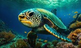 Fototapeta Do akwarium - Ocean coral reef underwater. Sea world under water