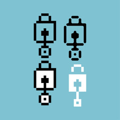 Poster - Pixel art outline sets icon of padlock and key variation color. key locked icon on pixelated style. 8bits perfect for game asset or design asset element for your game design. Simple pixel art icon.