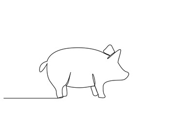 Wall Mural - pig animal rural full body one line art design vector