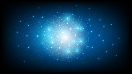 Aufkleber - Abstract futuristic - Molecules technology with polygonal shapes on dark blue background. Illustration Vector design digital technology concept. Global network connection.	
