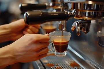 Poster - A person pouring a cup of coffee. Can be used to depict morning routines or coffee preparation
