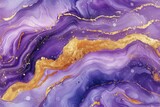 Fototapeta Lawenda - Purple marble pattern background with golden veins.
