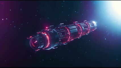 spaceship in the universe, spacecraft flying in deep space with stars in the background. future scie