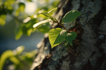 Aufkleber - A detailed close-up of a single leaf on a tree. This image can be used to showcase the beauty of nature and the intricate details of plant life