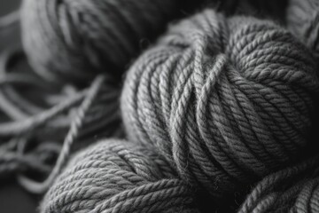 Aufkleber - A bunch of yarn sitting on top of a table. Suitable for crafting projects and knitting enthusiasts