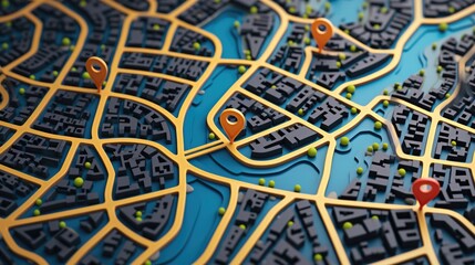 Aufkleber - A detailed close up of a city map. Perfect for illustrating urban planning or navigating through city streets