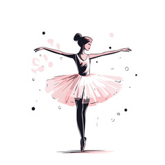 Sticker - Ballerina in pink tutu. Ballet dancer. Vector illustration.