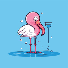 Wall Mural - Flamingo. Vector illustration of a flamingo with a cocktail.