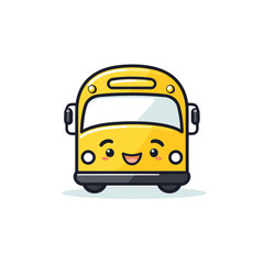 Poster - Cute school bus character isolated on white background. Vector illustration.