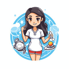 Wall Mural - Nurse with a set of medical equipment. Cartoon vector illustration.