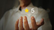 © off - businessmen demonstrate their satisfaction with the services of their business. by giving the highest rating for development Make your business successful