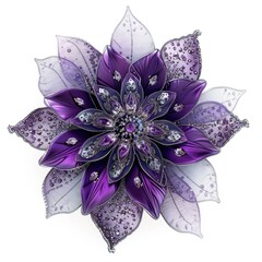 Wall Mural - A close up of a purple flower on a white background.