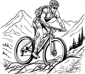 Sticker - Mountain biker. Vector illustration of a mountain biker.