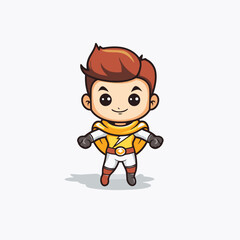 Wall Mural - Cute Cartoon Boy Character in Superhero Costume Vector Illustration.