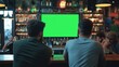 bar background with men watching green screen
