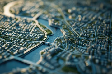 Poster - A detailed close up of a city model. Perfect for illustrating urban planning or architectural concepts