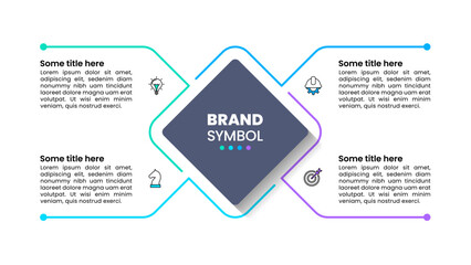 Infographic template. A square with 4 connected steps