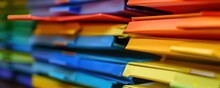 Close Up On Multi Colored Folders,