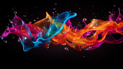 colorful splash water on black background