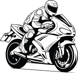 Poster - Motorcycle racer on a motorcycle. Vector illustration of a motorcyclist.