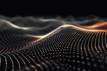 Poster - vibrant wave of dots on dark, abstract concept
