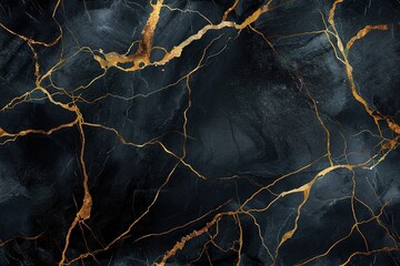 Elegant black marble with gold texture. Seamless pattern