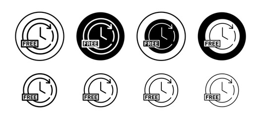 Poster - Free time vector icon set collection. Free time Outline flat Icon.