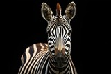 Fototapeta Konie - there is a zebra standing on a black background looking at the camera