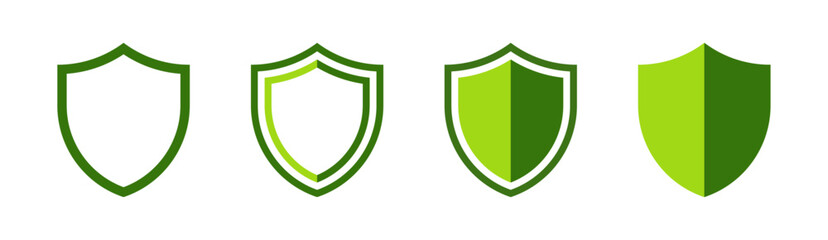 Wall Mural - green shield icon set