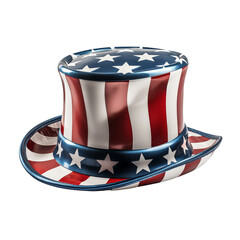 Wall Mural - Uncle Sam hat US flag isolated on white transparent, USA national patriotic cap, PNG