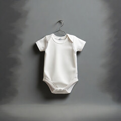 Wall Mural - Cute newborn child cotton white baby suit clothes toddler front blank mockup fashion design background.kids boy girl infant textile ,clothing body wear shirt apparel mock-up template.