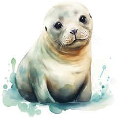 Sticker - Watercolor seal isolated on transparent background