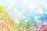 Fototapeta  - Beautiful multicolored spring blossom background with bokeh lights
