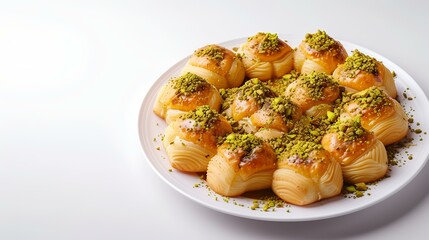 Wall Mural - Traditional turkish dessert baklava with cashew, walnuts. Homemade baklava with nuts and honey.