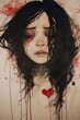 Illustration of a girl with heartbreak