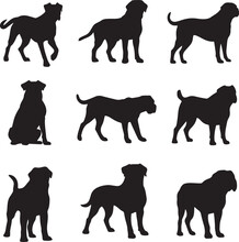 Bullmastiff Dog Silhouettes