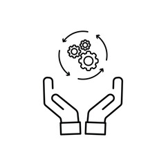 Fototapete - People hands hold gears. Business start up concept.