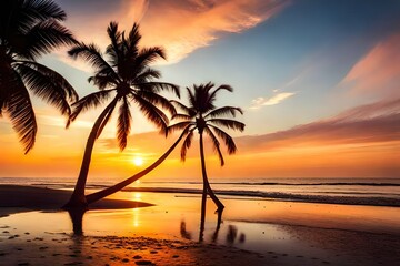 Wall Mural - sunset on the beach