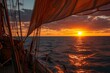 Sonnenuntergang auf dem Meer von einem Segelboot aus fotografiert 