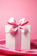 Poster - A white gift box with a pink bow, perfect for any special occasion