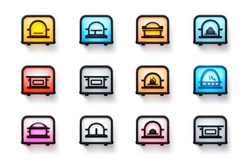 Poster - A collection of nine different colored hotel icons. Versatile and suitable for various graphic design projects