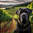 A cane corso dog guarding a vineyard.