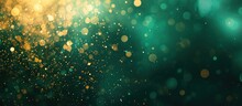 Abstract Golden And Emerald Green Glitter Defocused Texture Background. AI Generated Image
