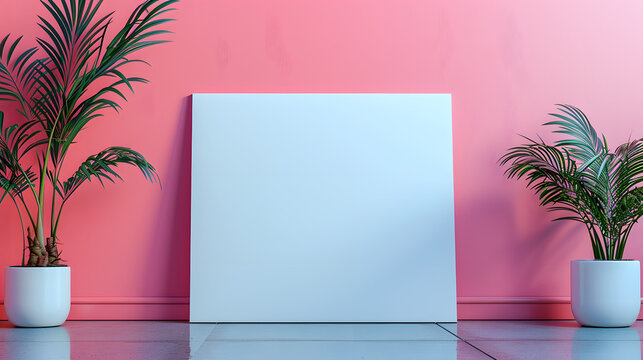 minimalistic vibrant colorful aesthetic pink blue ad advertising mockup with blank white empty paper