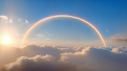 Wall Mural - the sun halo shines through the winter clouds in a blue sky
