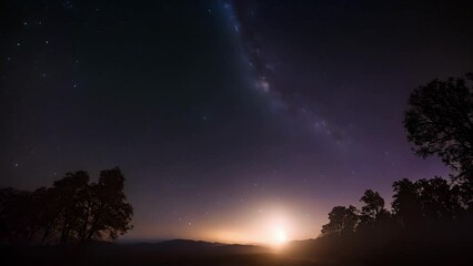 Wall Mural - majestic night sky with a faint zodiacal light band stretching across it.