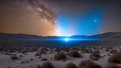 Wall Mural - eerie zodiacal light casting a glow over a deserted landscape.