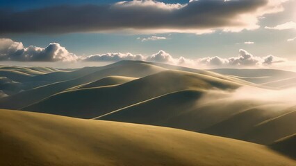 Wall Mural - an everevolving canvas of light and shadow as clouds drift over the rolling hills in this footage.