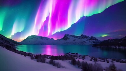 Wall Mural - an explosion of colors as the southern lights put on a vivid and breathtaking performance in the pol