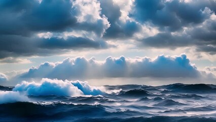 Wall Mural - clouds resembling ocean waves at an unusually high altitude